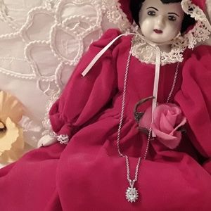 925 STERLING SILVER CZ PENDANT & 16 " CHAIN/ SPAIN